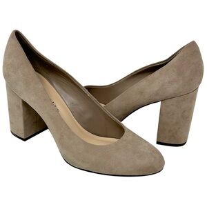 NEW Bella Vita Taupe Suede Leather Slip On Pumps Block Heels 9.5 Narrow